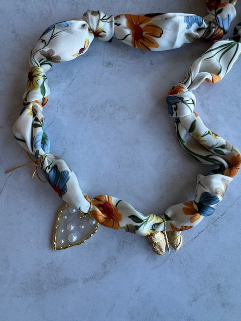 Floral Silk Charm Necklace